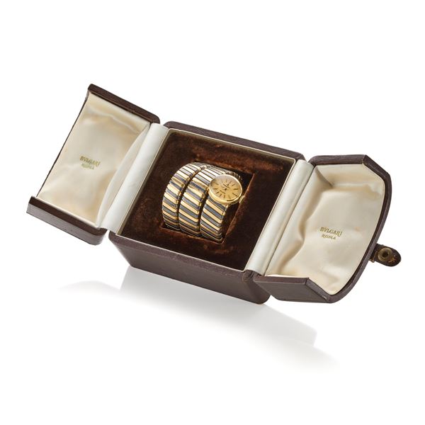 Bulgari Tubogas gold  and brunished steel watch