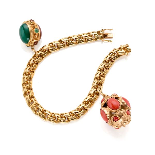 Gold bracelet with charms