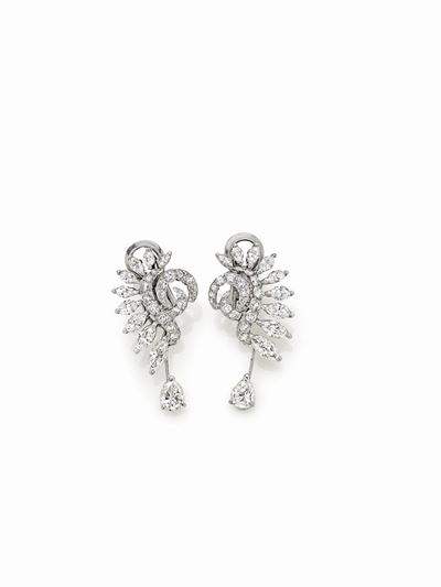 Orecchini in Platino e Oro Bianco con Diamanti