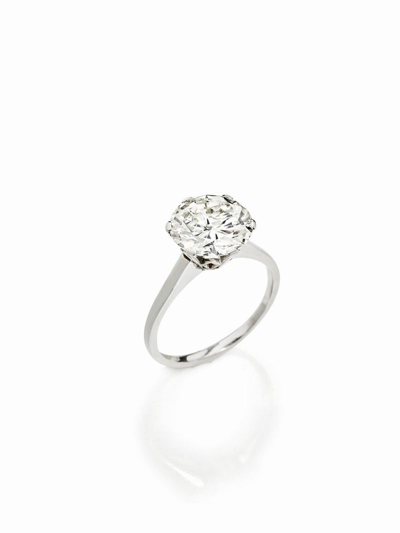 Solitario in Oro Bianco con Diamante di Circa 6,55 Ct