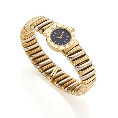 Bulgari, Orologio Tubogas in oro giallo e bianco 18 Kt con movimento al quarzo