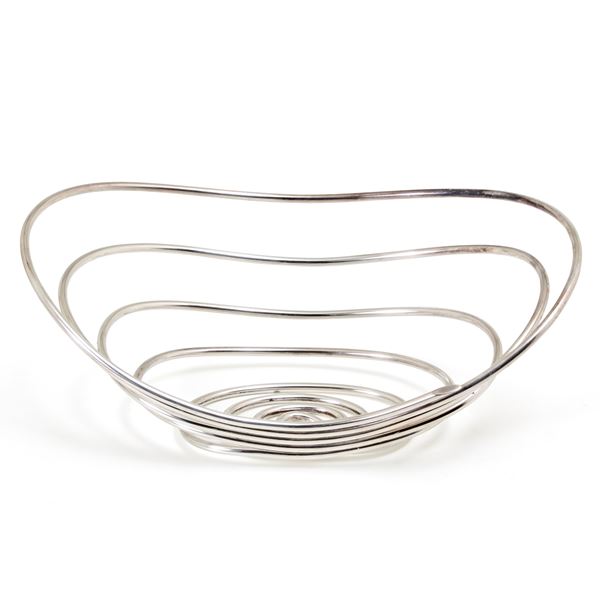 Silver-plated metal fruit holder signed Sabattini