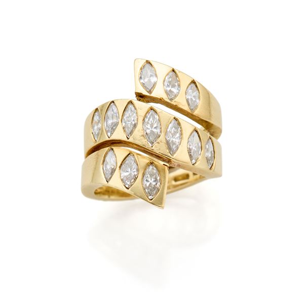 Gold and diamond ring