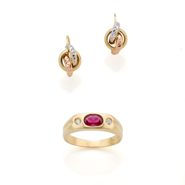 Gold ring and earrings