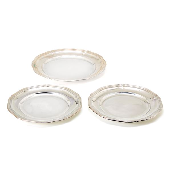 Set of three silver trays