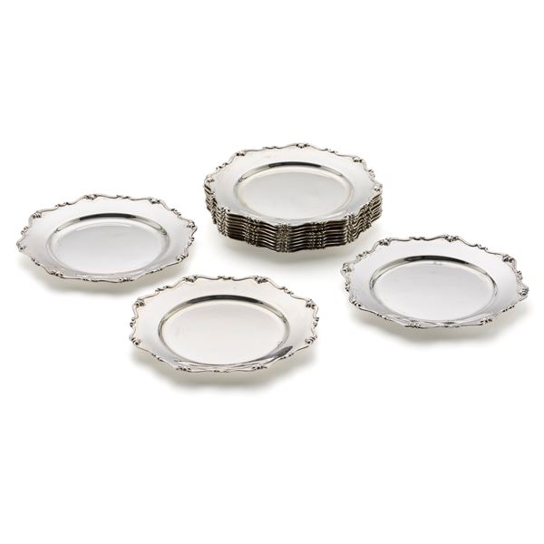 Twelve silver plates