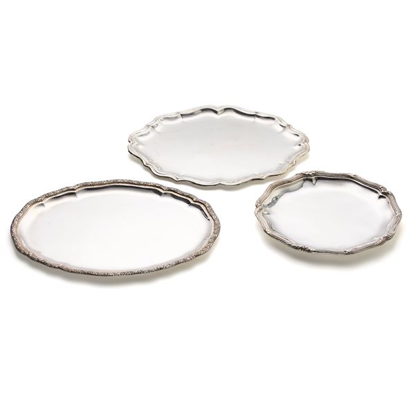Lot of three silver trays
