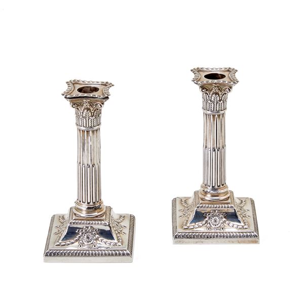 Pair of silver candlesticks