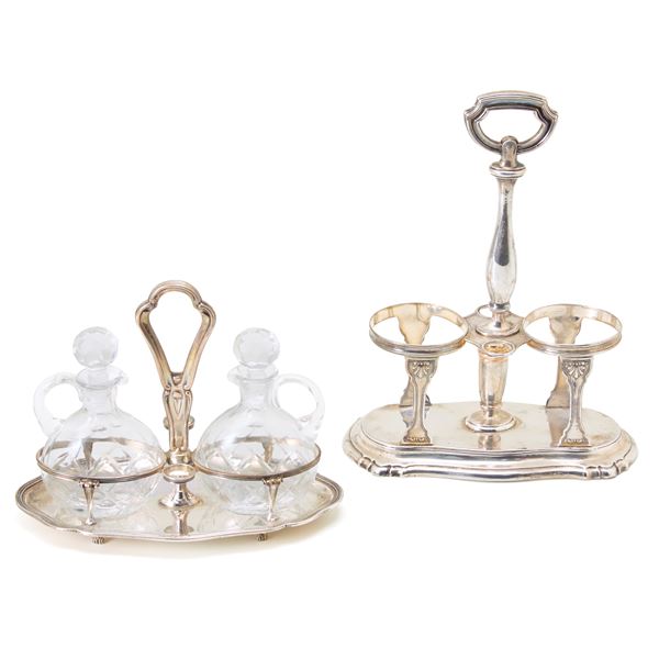  Two silver cruet sets