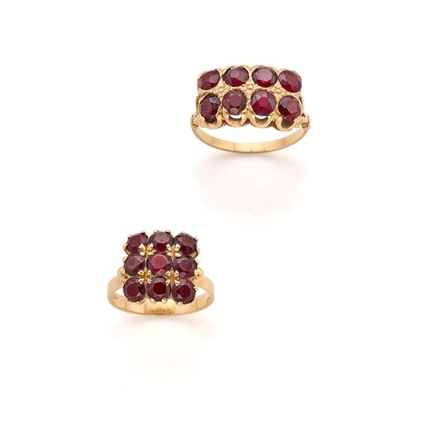Two rings with garnets
