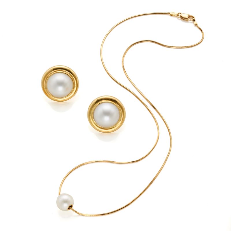 Collana con perla e orecchini
