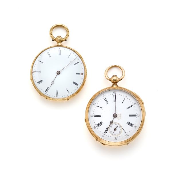 Two gold pocket watches