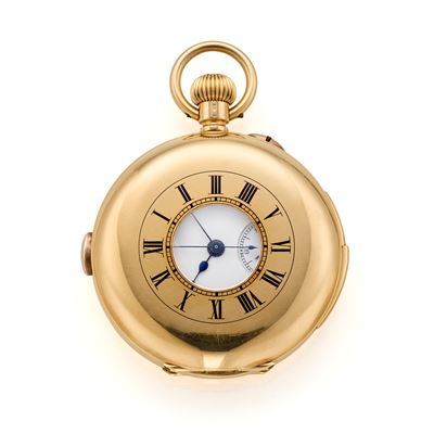 Orologio da tasca savonette in oro giallo 18 kt, movimento manuale