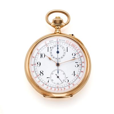 Longines, Orologio da tasca cronografo in oro giallo 14 Kt