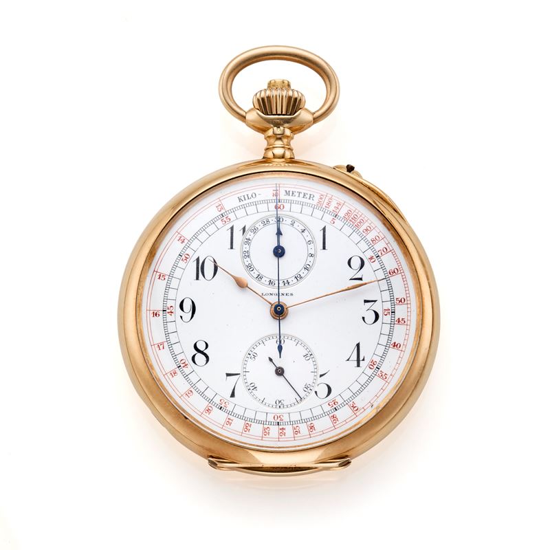 Longines, Orologio da tasca cronografo in oro giallo 14 Kt
