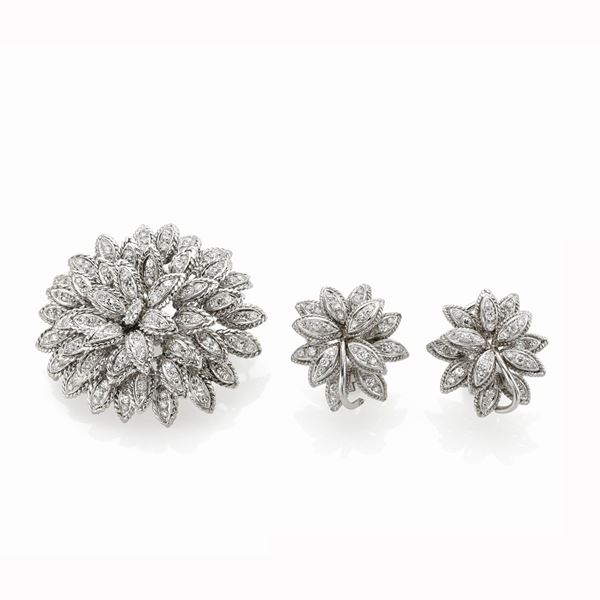Parure spilla e orecchini con diamanti