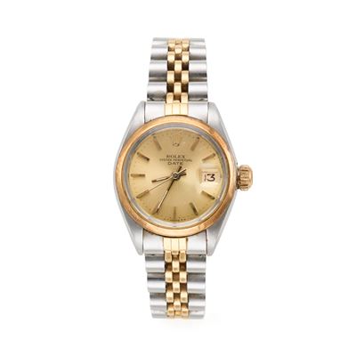 Oyster Perpetual Date Lady - Orologio meccanico automatico in oro e acciaio