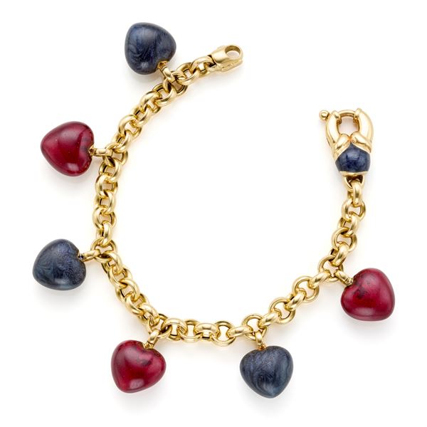 Gold bracelet with charms 