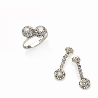 Parure Anello e Orecchini con Diamanti