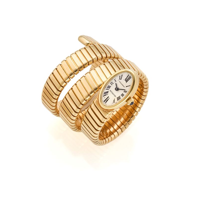 Bulgari, Orologio Tubogas in oro giallo 18 Kt con movimento Jaeger-LeCoultre, fine anni '60