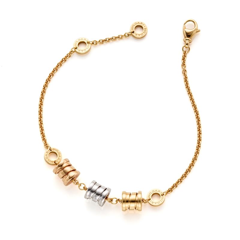 Bulgari, Bracciale B.zero1 in oro giallo, bianco e rosa 18 Kt
