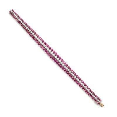 Bracciale in oro bianco 18 Kt con diamanti e rubini
