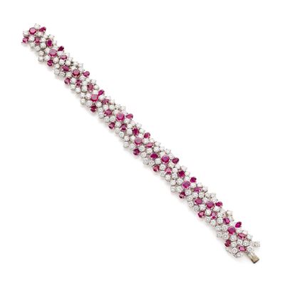 Bracciale in oro bianco 18 Kt con diamanti e rubini