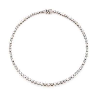 Riviere in oro bianco 18 Kt con diamanti rotondi taglio a brillante, circa 19 ct