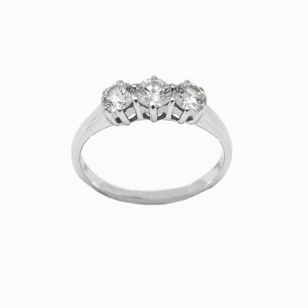 Anello trilogy in oro bianco   - Auction Asta a tempo - Faraone Casa d'Aste