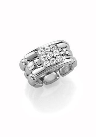 Anello Oro Bianco Fascia con Brillanti