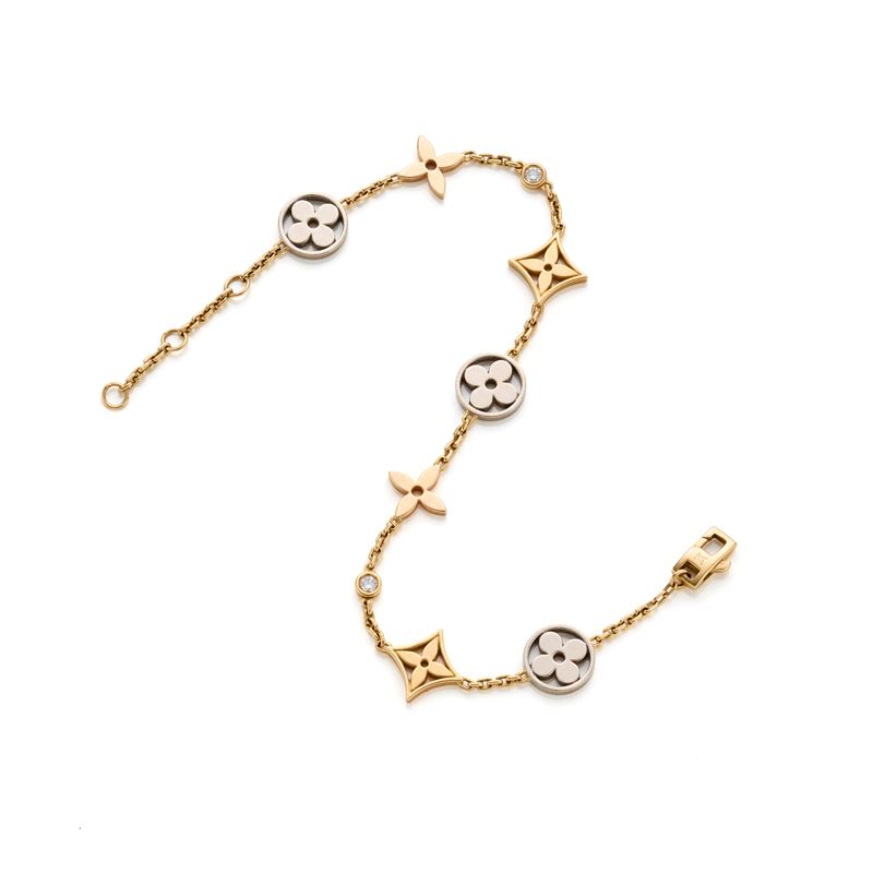 Louis Vuitton, Bracciale Idylle Blossom in oro giallo, bianco e rosa 18 Kt con diamanti