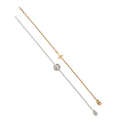 Louis Vuitton, Due bracciali in oro giallo e bianco 18 Kt con diamanti