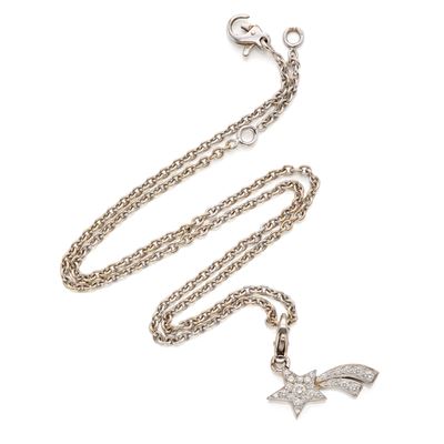 Chanel, Collana con pendente a stella cometa in oro bianco 18 Kt e diamanti