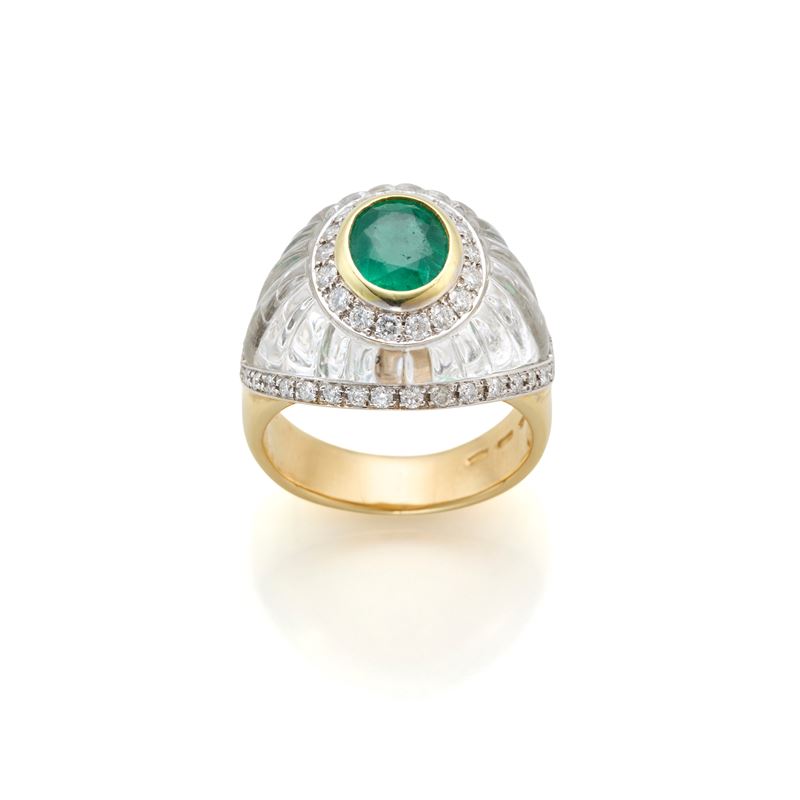 Anello Scavia in con smeraldo e diamanti