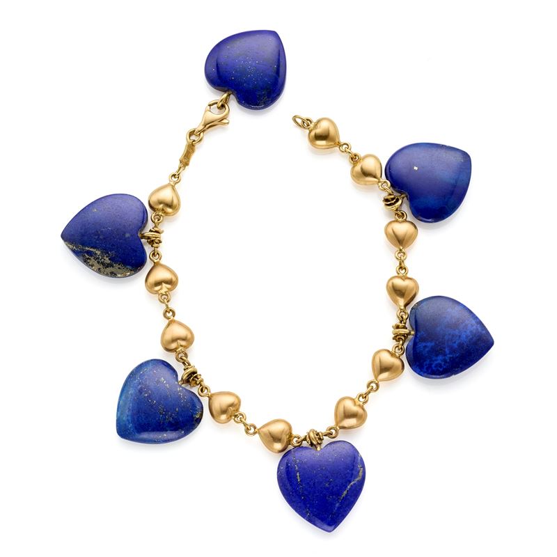Bracciale in oro con charms in lapis