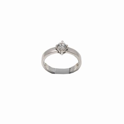 Anello Oro Bianco con Solitario Centrale