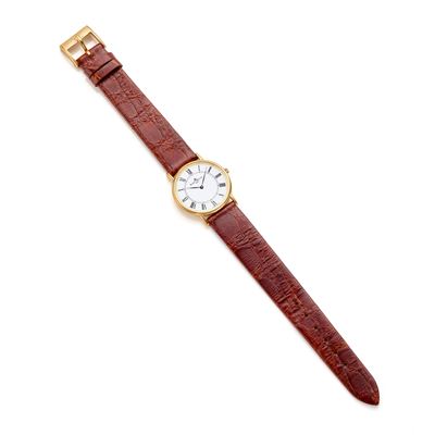 Orologio da polso in oro giallo 18 Kt con cinturino in pelle