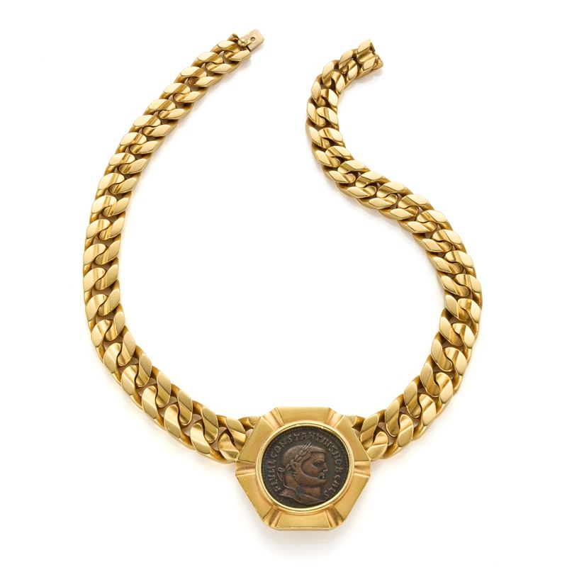 Bulgari - Collana 'Gemme Nummarie' in oro giallo 18 Kt con moneta romana