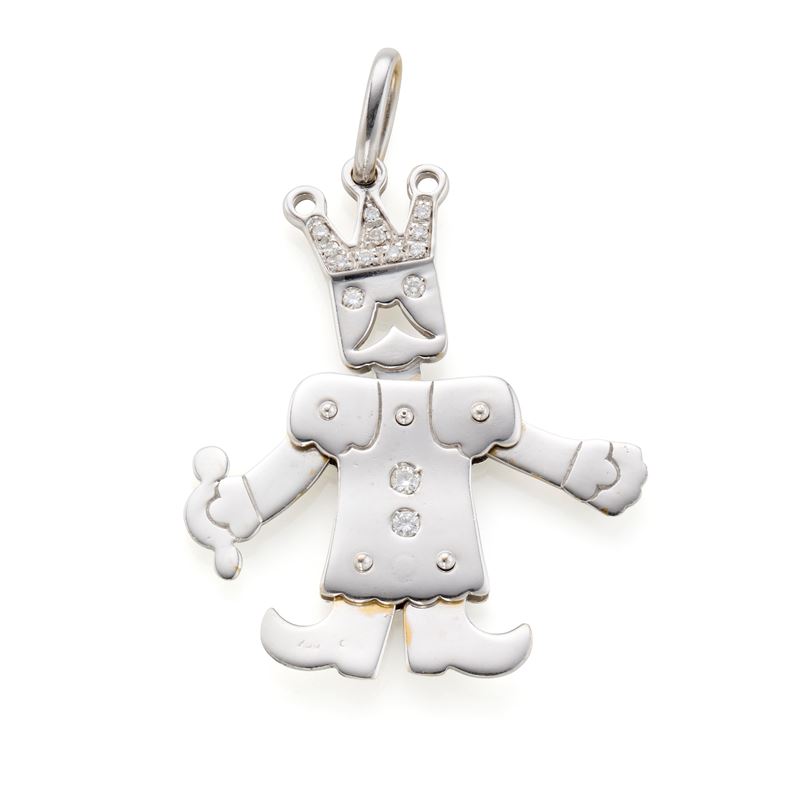 Pomellato - Pendente 'Re' in oro bianco 18 Kt con diamanti