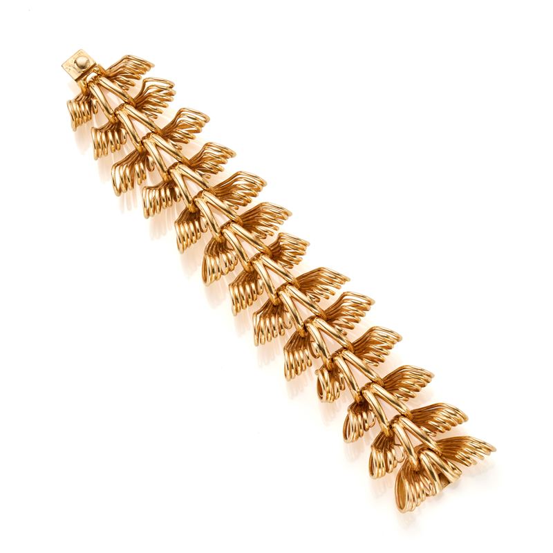 Bracciale modulare in oro giallo 18 Kt, lunghezza 19,3 cm