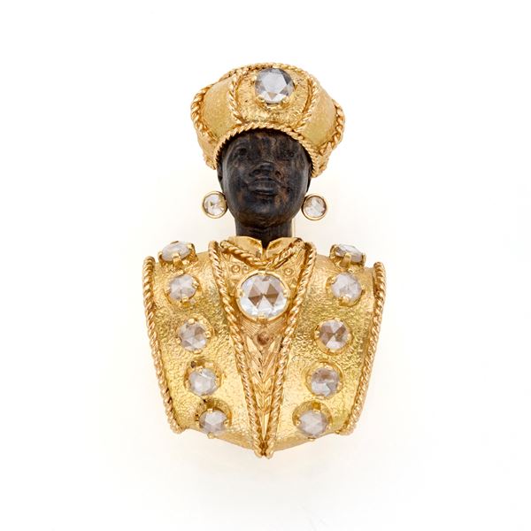 Missiaglia gold brooch with diamonds 
