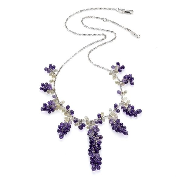 Missiagllia gold necklace with amethysts and quartz
