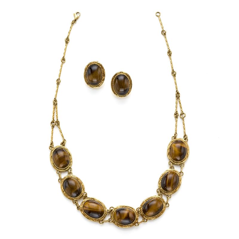 Demi parure in oro e occhi di tigre