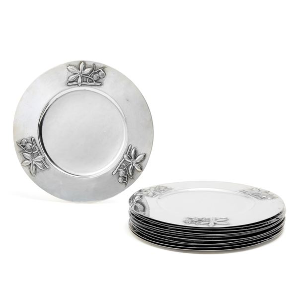 Twelve silver plates