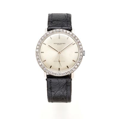 Genève ultrapiatto in oro bianco 18 Kt con lunetta in diamanti