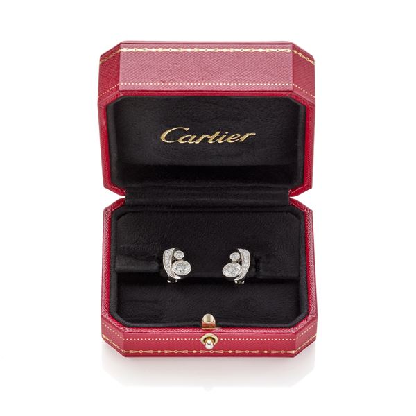 Cartier platinum and diamond earrings