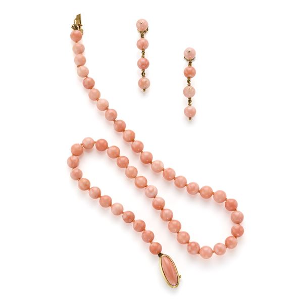 Gold and coral demi parure