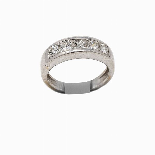 Anello oro bianco e princess