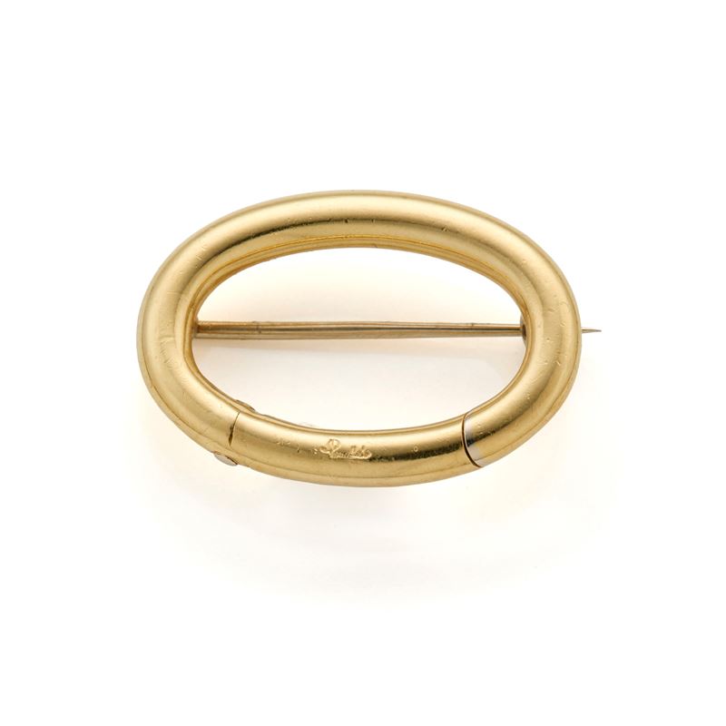Pomellato, Spilla ovale in oro giallo 18 Kt