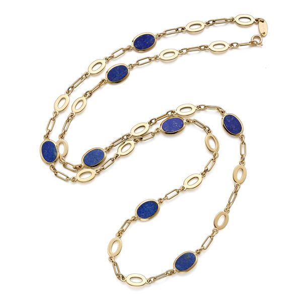 Gold necklace with lapis lazuli